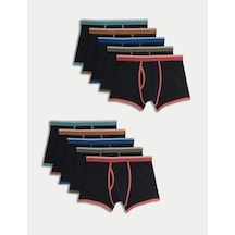 Marks & Spencer 10'lu Pamuklu Cool & Fresh Boxer Siyah