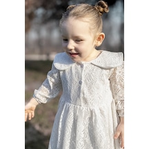 Kız Bebek Elbise Kız Çocuk Elbise Doğum Günü Parti Düğün Elbise Uzun Kol Astarlı Dantelli Bebek Giyim Elbyakadntl 001