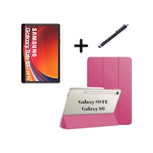 Samsung Galaxy Uyumlu Tab S9 Fe / S9 Kılıf Set Pu Deri Smart Tablet Kilifi Ekran Koruyucu + Kalem