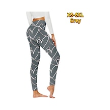 Gri Bayan Altın Ay Baskılar Streç Yoga Tayt Spor Koşu Spor Salonu Spor Aktif Pantolon Gri
