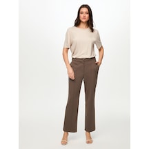 Faik Sönmez Önü Dikiş Detaylı Wide Leg Fit Örme Pantolon S26pnt017 Us26pnt01731 Vizon