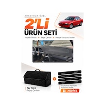 E-biz Mazda 323 Sedan 1991-1995 Uyumlu Torpido Örtüsü + Tay Tüyü Bagaj Çantası - Siyah - Ma006