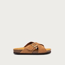 Terra Terlik Kadın 17b3 Frau Velour-s Suede Crossover-strap Slıders Toprak