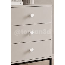 4 Adet - Beyaz Kalp Dolap Kulpu, Mobilya Kulbu - Çocuk Odası Kulp, Kalp Kulp -4 Cm - Kulp Vidası Dahildir Sarı