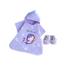 Milk&Moo Küçük Deniz Kızı Desen Çocuk Panço ve Ev Terliği