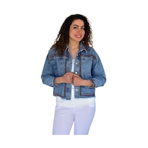 Kadın Nakışlı Kot Gömlek Bgl-st04245 Mavı