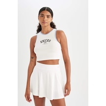 DeFactoFit NBA New York Knicks Cropped Fit Bisiklet Yaka Ribana Atlet C6316AX24HSER105