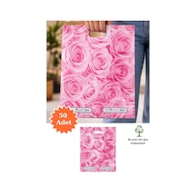 Güçlendirilmiş El Geçmeli Takviyeli Mağaza Poşeti Elit Gül Desen Baskılı Poşet No 4 39 X 48 Cm 50 Adet