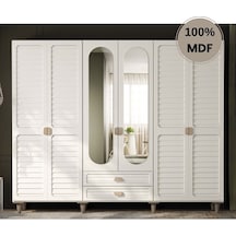Lavanta 6 Kapak Mdf Ayaklı Tasarım Gardırop Aytaşı