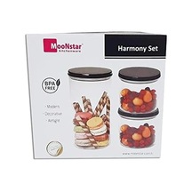 Moonstar Harmony Üçlü Saklama Kabı Hava Sızdırmaz-hm-set Siyah Kapaklı Diğer