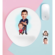Kişiye Özel Baba Kız Karikatürlü Bilek Destekli Mouse Pad-1