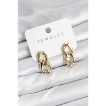 Pirinç Gold Renk Zincir Model Kadın Küpe Altın