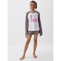 Sela Baskılı Pamuklu Şortlu Oversize Pijama 465730123 AÇIK GRİ Sela Baskılı Pamuklu Şortlu Oversize Pijama 465730123 AÇIK GRİ