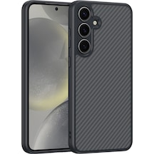 Galaxy Uyumlu S25 Plus Kılıf Magsafe Şarj Özellikli Karbon Fiber Tasarımlı Elnino Kılıf Siyah