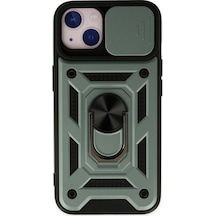 Newface Apple Uyumlu iPhone 14 Kılıf Pars Lens Yüzüklü Silikon - Yeşil Yeşil