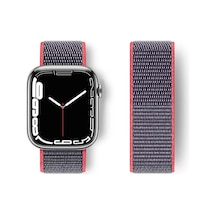 Apple Watch 42mm Uyumlu Hasırlı Cırtcırtlı Kordon - Pembe