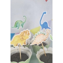 Dinozor Konsept Kürdan Süsleri Cupcake Süsleri Lüks Büyük Boy 10lu Paket 3+ Yaş