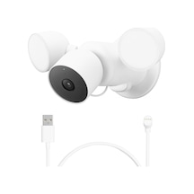 Google Nest Cam, Projektörlü - Dış Mekan Kamerası - Projektör Güvenlik Kamerası, Beyaz, 1 Adet, Ekstra Yedek Kabloyla-124195