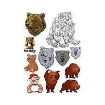 Ayı Sticker Set-5 10 Parça Telefon, Tablet, Defter, Laptop Sticker