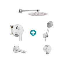 Eca Lia Yuvarlak Ankastre Gömme Banyo Bataryası Duş Seti Tüm Parçalar Dahil 30x30 Krom