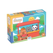Kawaii Capybara Ve Dostları Temalı 100 Parça 34x24cm Çocuk Puzzle Yapboz Serisi