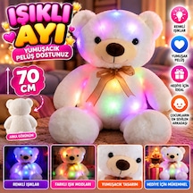 1047 Işıklı Ayı 70 Cm-beyaz Çok Renkli