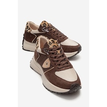 Luvishoes Bıella Kahverengi Süet Desenli Kadın Sneaker Kahverengi