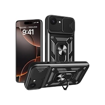İphone 16e Kılıf Pars Lens Yüzüklü Silikon - Siyah