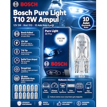 Bosch T10 W5w 2w 12v Pure Light Ampul 10 Adet Set Kod 510 Park Plaka İç Aydınlatma Gösterge Ampulü