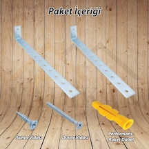 Deprem Dolap Sabitleme Aparatı Seti 4x24cm Uzun - Mobilya Portmanto Duvara Sabitleyici