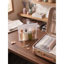 10 Lu Fermuarlı Organizer Çanta Seti 21.5x18 Cm Çok Amaçlı Makyaj, Seyahat Ve Düzenleme Çantası Şeffaf