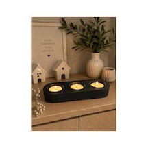 Yapımı 3 Lü Mumluk Dekoratif Tealight Mum Sta Siyah