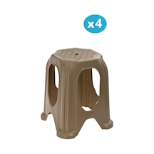Omnipazar Sy-4518 Plastik Kuşaklı Tabure Büyük Boy 4'lü Set Kahverengi