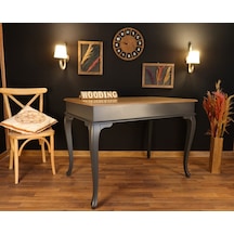 Wooding-Mobilya Wooding 120 Cm Masif Antrasit Naturel Yemek Masası