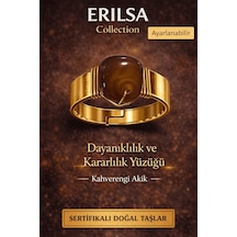 Sertifikalı Kahverengi Akik Doğal Taş Yüzük Dayanıklılık Ve Kar Çok Renkli