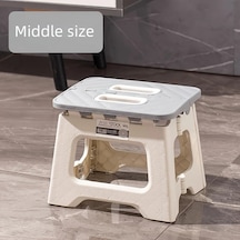 Elmpaly Dayanıklı Plastik Katlanır Gri Orta Boy Tabure - Ev Ve Ofis İçin Kompakt Tasarım Gri