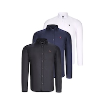 Üçlü Set G725 Dewberry Erkek Gömlek-siyah-beyaz-lacivert Siyah-beyaz-lacivert