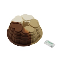 5 Dilim Kalp Tasarımlı Kek Kalıbı - Silikon - 9 Cm Derinlik Kahverengi