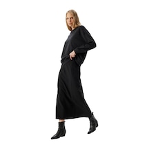 About Blank Koton Oversize Sweatshirt Bisiklet Yaka Taş Detaylı Uzun Kollu Pamuklu Acı Kahverengi