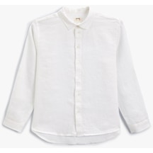 Koton Basic Keten Gömlek Uzun Kollu Beyaz 4skb60112tw