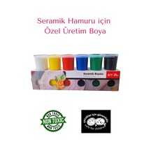 Doğal Seramik Hamuru Boyası, Kil Çamuru Boyası, Ceramic Colors, 6 Renk 25er Ml