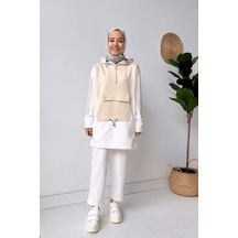 Kanguru Cep Kapüşonlu Takım - Bej