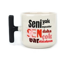 Seni Yok Sayacaklar Baskılı Kadınlar Günü Siyah Kulplu T Kupa