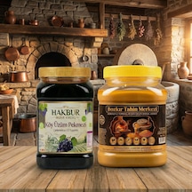 Bozkır Tahin Merkezi Yerli Ata Tohumu Altın Susam Tahini net 935 G + Köy Üzüm Pekmezi 950 G