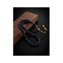 Erkek Hediyelik Sıkma Kehribar Tesbih Kapsül Kesim Antrasit Renk Altın Rengi Püskül Şık Tasarım Ahşap Kutulu Siyah - 904631546 Siyah - 904631546 Siyah