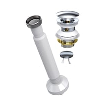 Suera Magic Pipe Körüklü Gider Borusu + Qualis Pop-up Set Zamak - Taşma Delikli