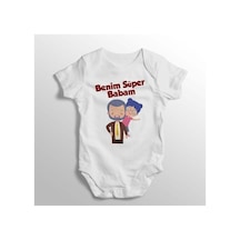 Babylimon Benim Süper Babam Yazılı Baskılı Bebek Zıbını Beyaz - 132207154 Beyaz