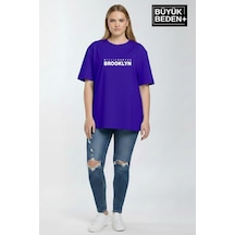 Superlife Kadın Büyük Beden Willamsburg Brooklyn Baskılı 3xl-6xl Bisiklet Yaka Tshırt Spr26btsk510-16 Saks Mavi