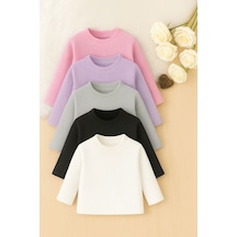 Kız Erkek Çocuk İçlik Yarım Balıkçı İnce Kazak Kaşkorse 5'li Set Çok Renkli