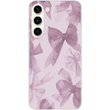 Samsung Galaxy S25 Plus Uyumlu Menekşe Tonlu Fiyonk Baskılı Silikon Kılıf Renkli